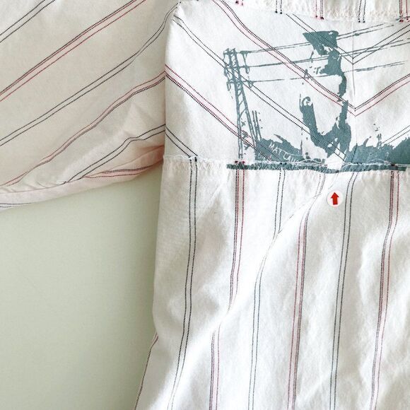 O'Neill Mens Y2K Short Sleeved Button Up Shirt Pale Pink Striped Graphic Size M - Picture 5 of 9